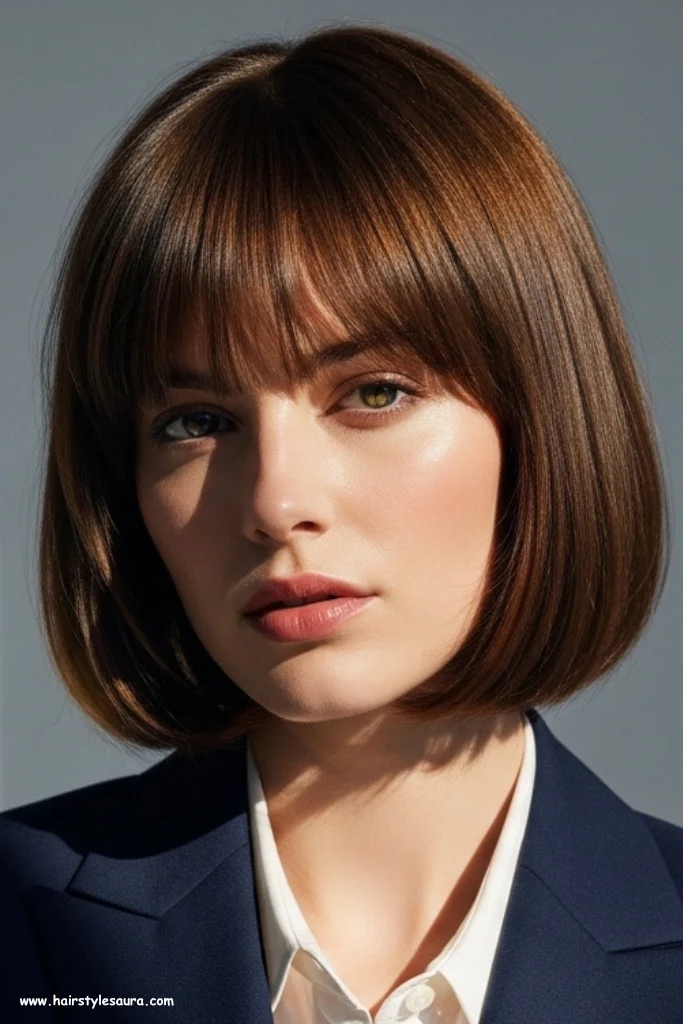 12 Stunning Layered Haircut Ideas with Curtain Bangs Every Woman Should Try 5 Short Layered Bob with Curtain Bangs
