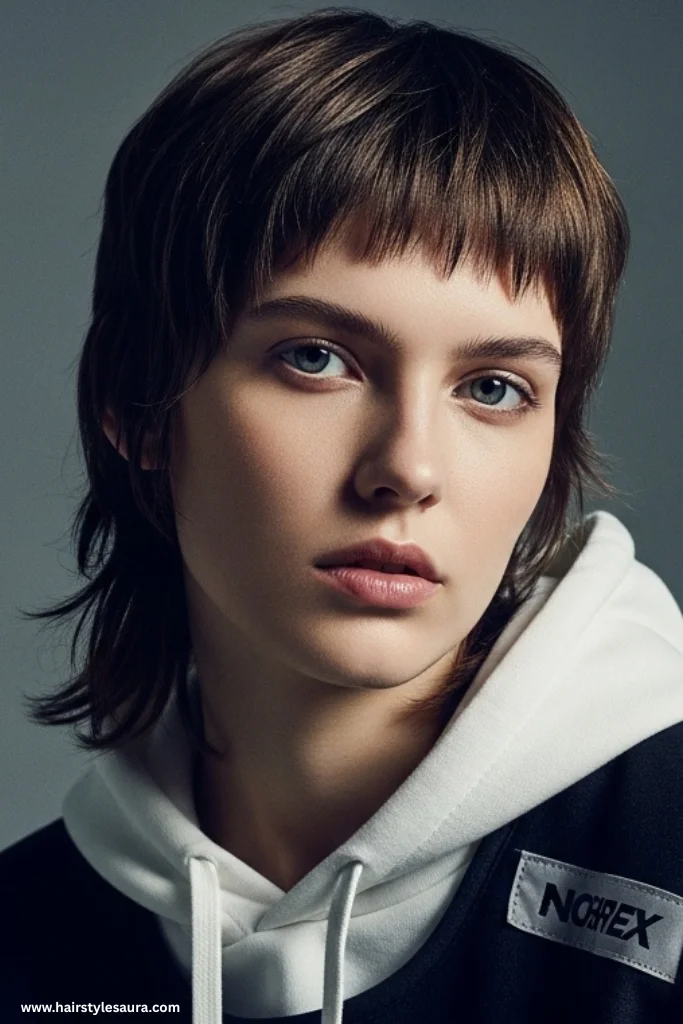 12 Stunning Shaggy Wolf Cut with Bangs Ideas for a Bold New Look 5 Short Shaggy Wolf Cut with Micro Bangs
