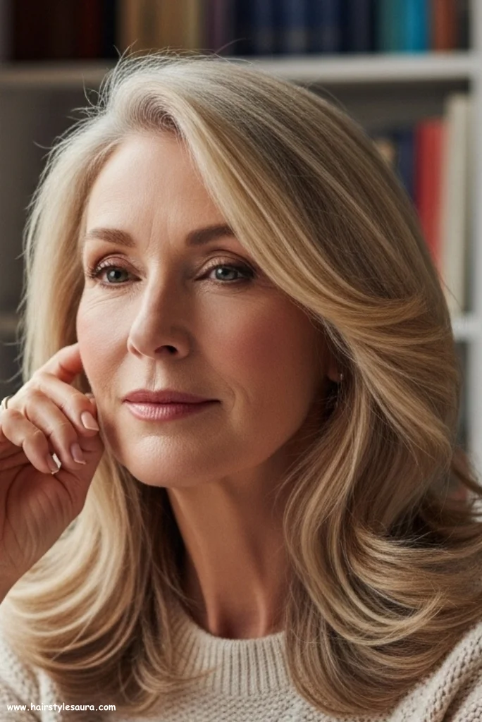 10 Stunning Shoulder Length Haircuts for Women Over 50 5 Side-Parted Layers