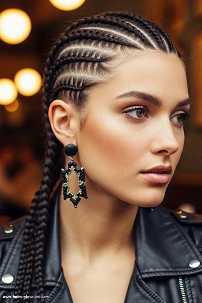 10 Best 90s Braid Hairstyles Ideas That Are Still Trendy Today 5 Side-Swept Cornrows