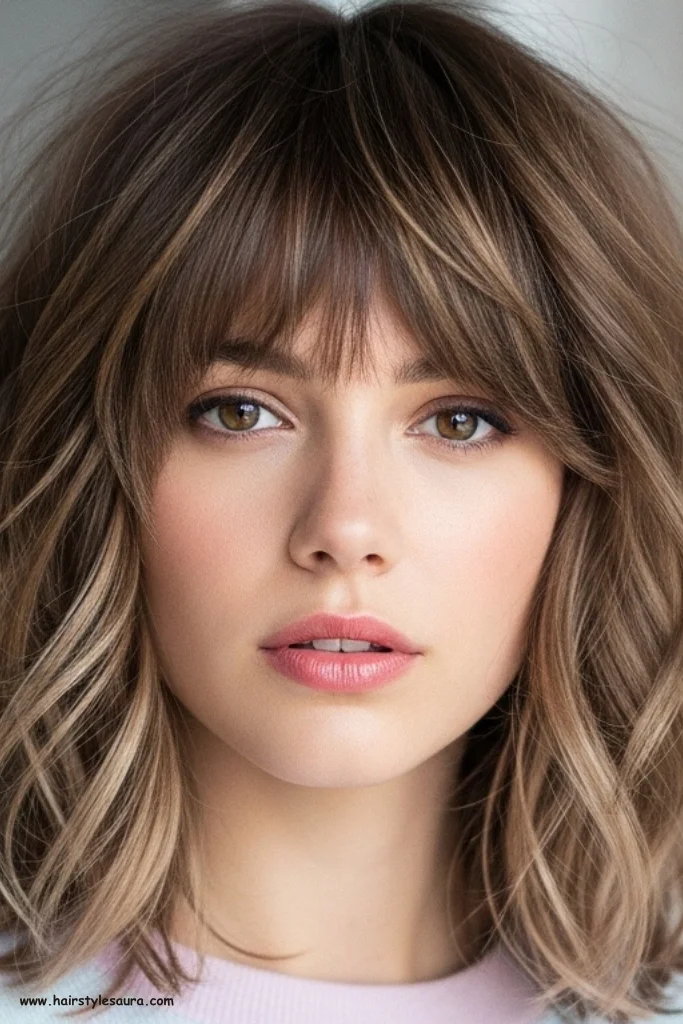 10 Gorgeous Shaggy Lob for Thick Hair Styles That Add Volume Without Bulk 5 Wavy Shaggy Lob with Balayage