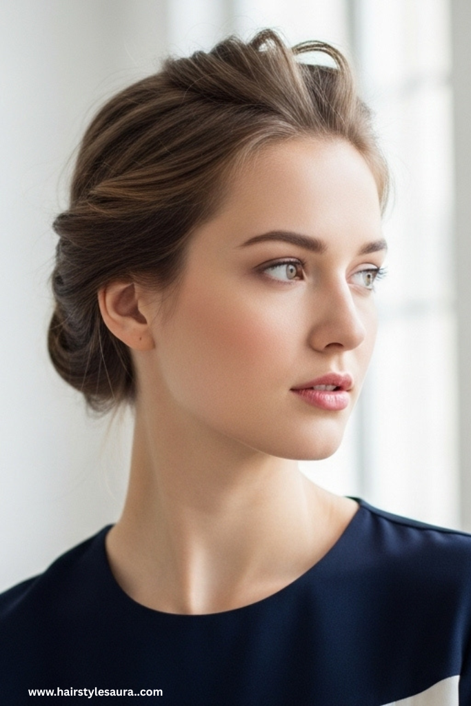 10 Cute Hairstyles for Shoulder Length Hair You’ll Want to Try Today 6 Twisted Half-Updo