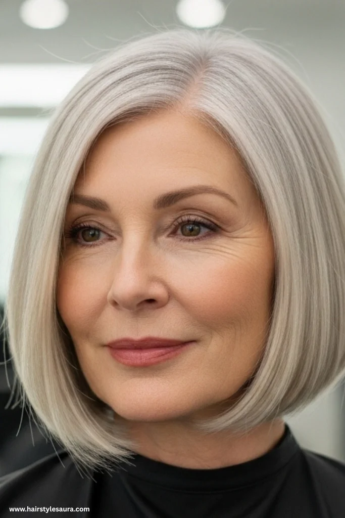 12 Hairstyles for Women Over 50 with Thin Hair 6 Chin-Length Bob with Blunt Ends