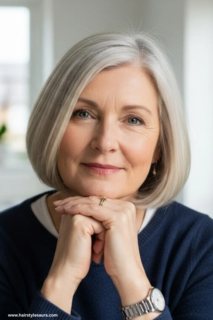 10 Stunning Hairstyles for Women Over 50 with Fine Hair 6 Chin-Length Bob