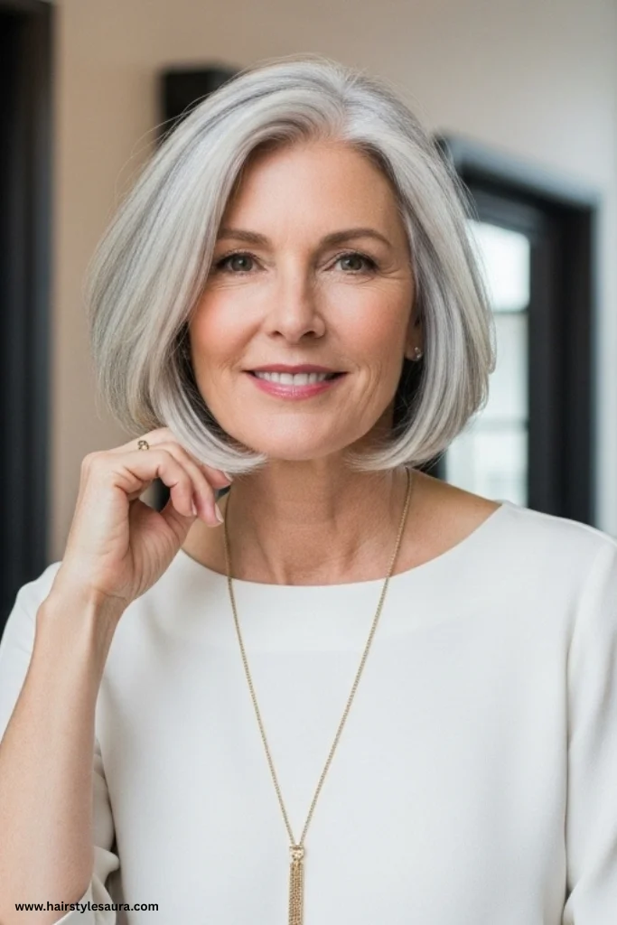 12 Low Maintenance Hairstyles for Women Over 50 That Redefine Timeless Beauty 6 Chin-Length Inverted Bob