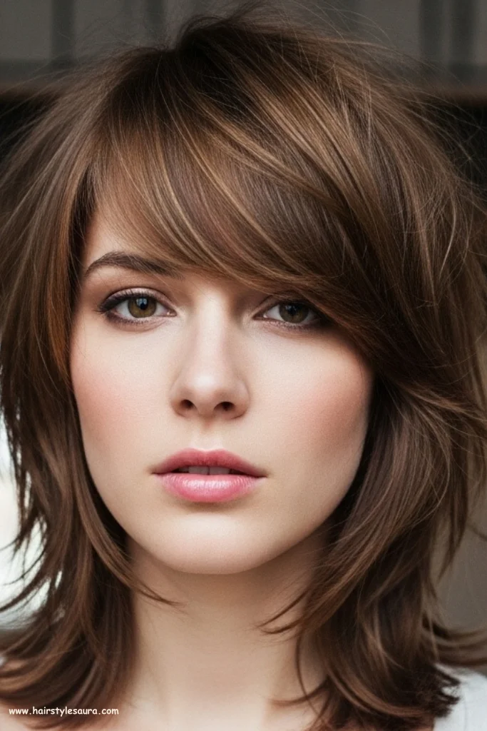 12 Stunning Layered Haircuts Ideas for Shoulder Lengths 6 Choppy Layers with Side Bangs