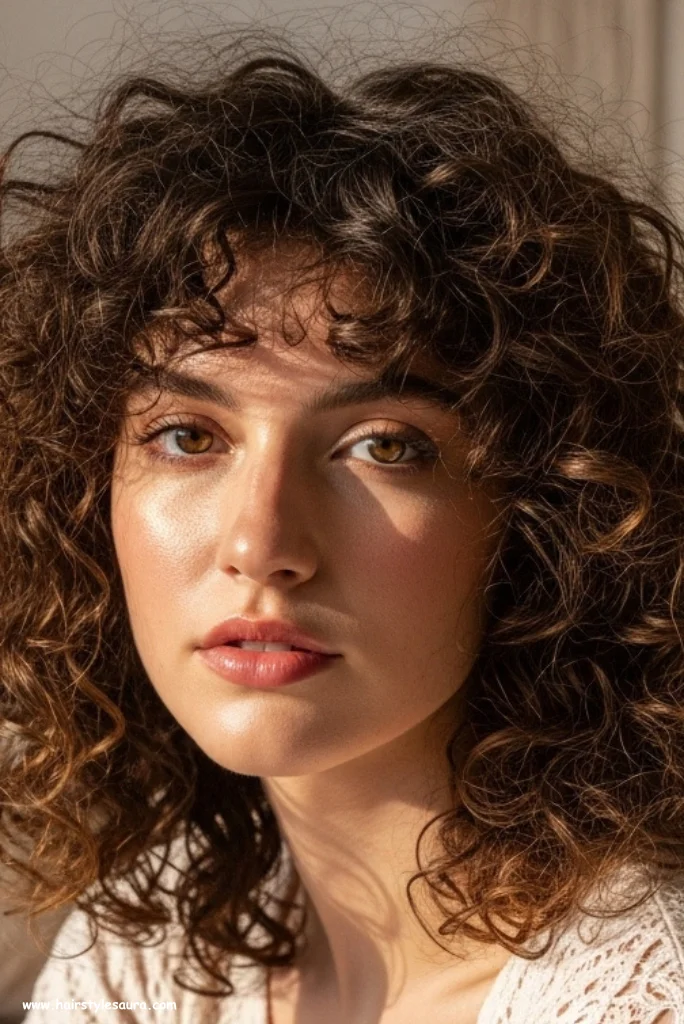 10 Gorgeous Layered Haircut for Curly Hair Ideas Every Woman Should Try 6 Curly Layers with Curtain Bangs