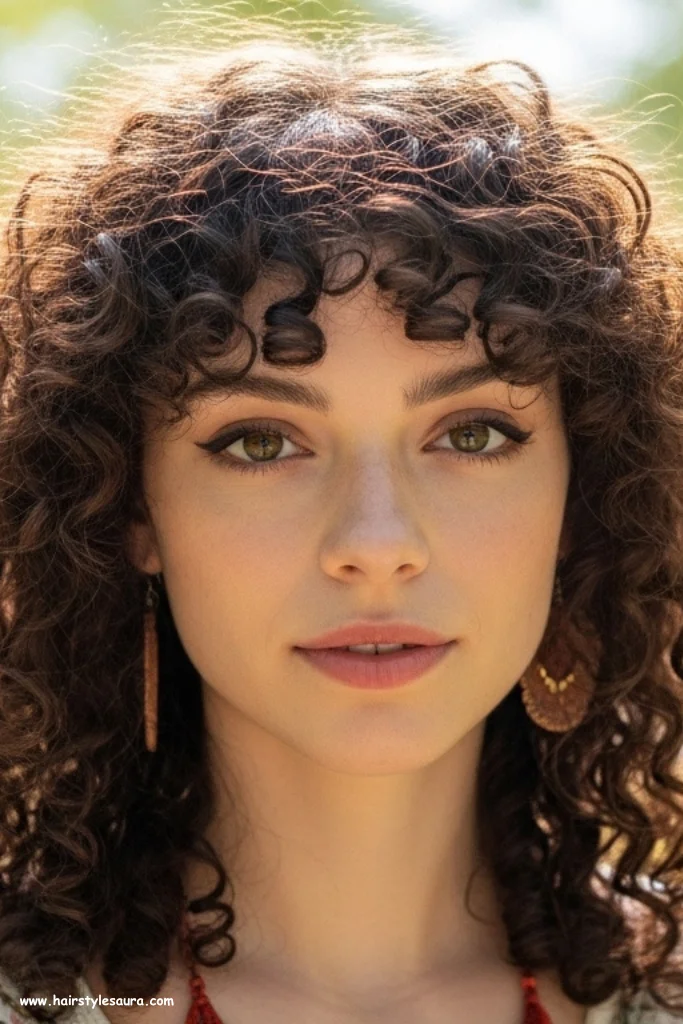 12 Stunning Layered Haircut Ideas with Curtain Bangs Every Woman Should Try 6 Curly Layers with Defined Curtain Bangs
