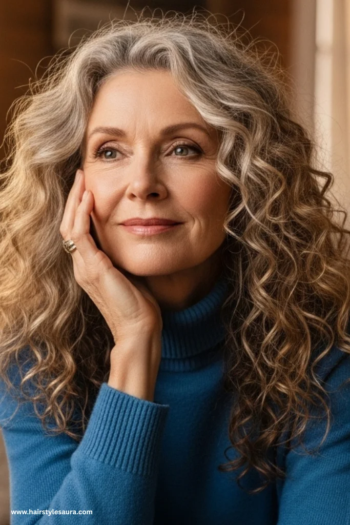 12 Elegant Long Hairstyles for Women Over 50 6 Curly Layers with Natural Volume