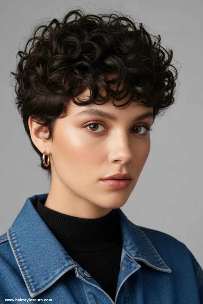 13 Stunning Curly Pixie Cuts 3C Ideas That Will Inspire Your Next Look 6 Short Pixie with Baby Bangs