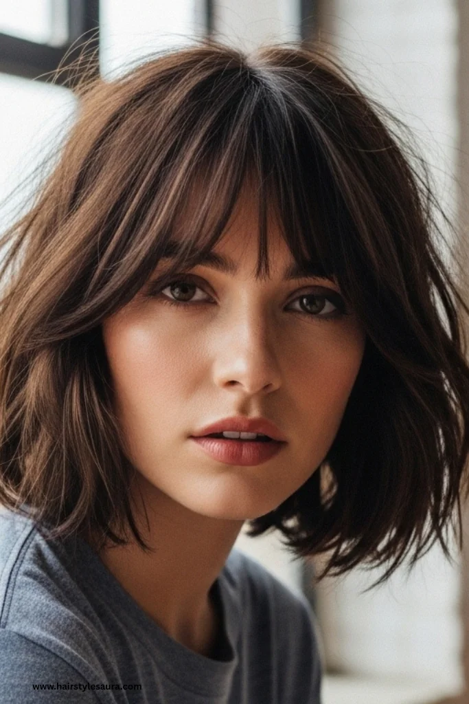 14 Elegant Old Money Bob Haircut with Bangs Styles Every Woman Should Try 6 Textured Bob with Soft Feathered Bangs