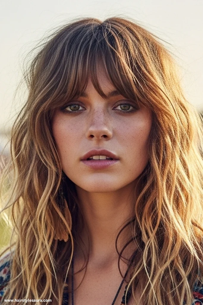 13 Choppy Long Layered Haircuts Ideas That Are Effortlessly Stylish 7 Bohemian Wavy Choppy Layers
