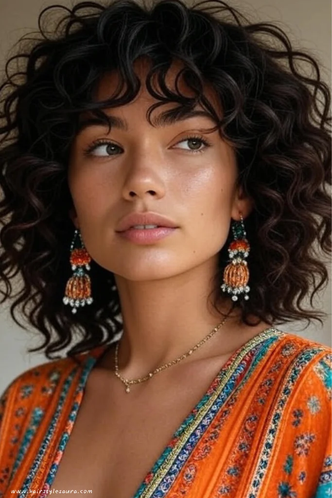 12 Gorgeous Korean Wolf Cut with Bangs Ideas Every Woman Should Try 7 Curly Wolf Cut with Layered Fringe