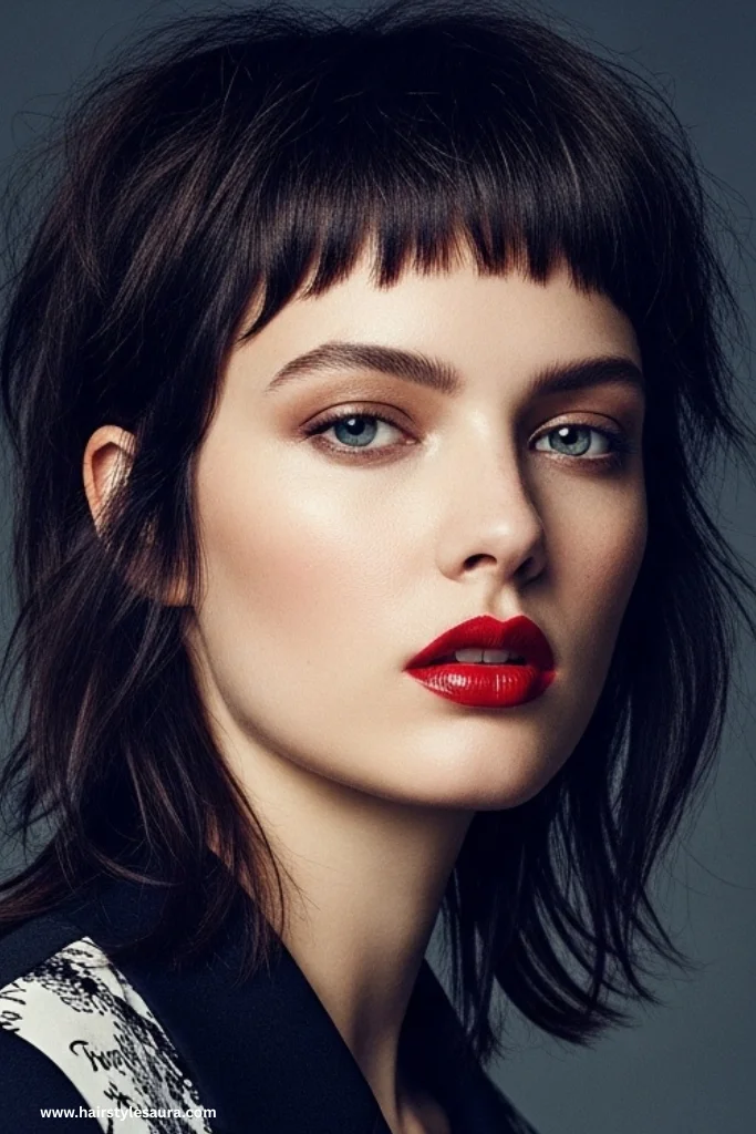 12 Stylish Shag Cuts for Straight Hair Ideas Every Woman Should Try 7 Edgy Shag with Micro Bangs