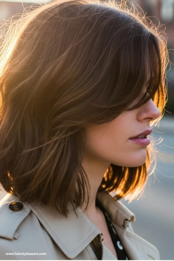 11 Trendy Shaggy Lob with Bangs Styles That Women Are Loving Right Now 7 Shaggy-Lob-with-Side-Swept-