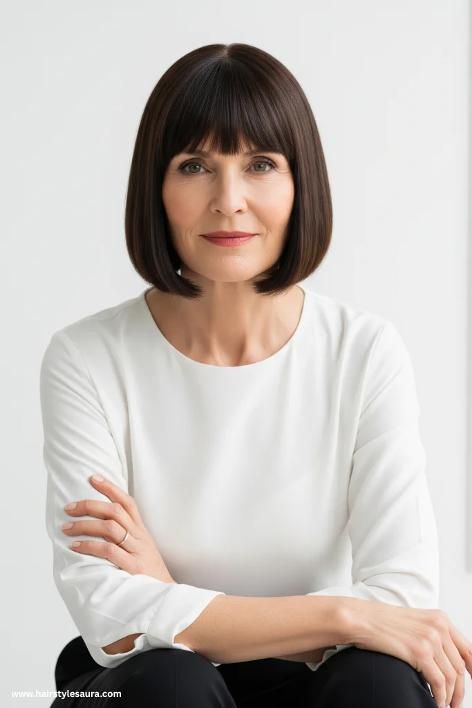 12 Low Maintenance Hairstyles for Women Over 50 That Redefine Timeless Beauty 7 Straight Blunt Cut