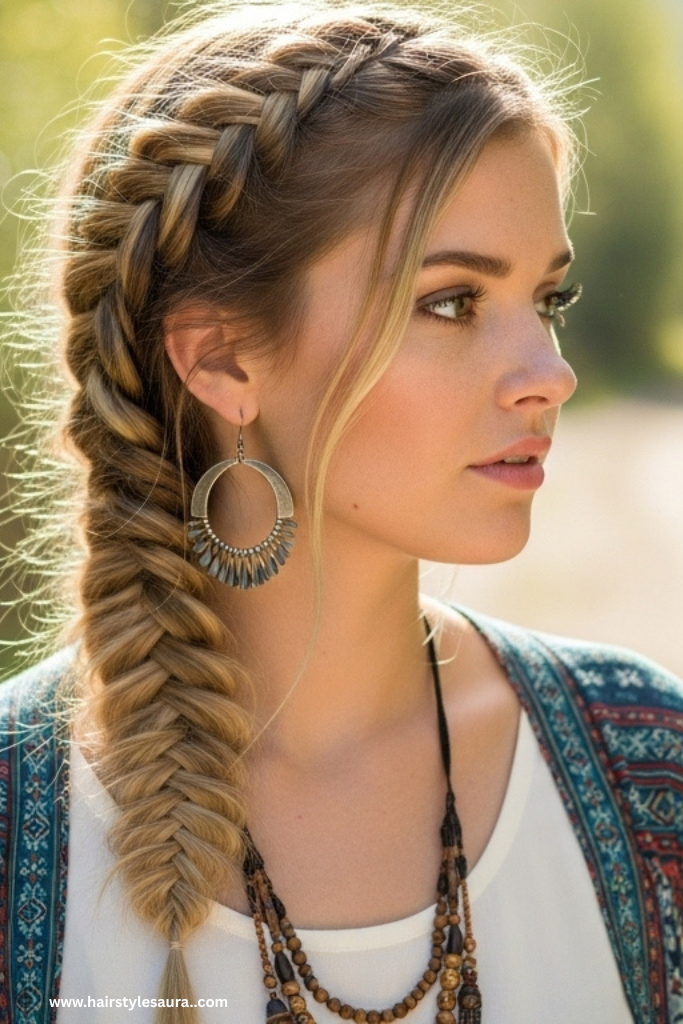 10 Cute Hairstyles for Shoulder Length Hair You’ll Want to Try Today 8 Side Fishtail Braid