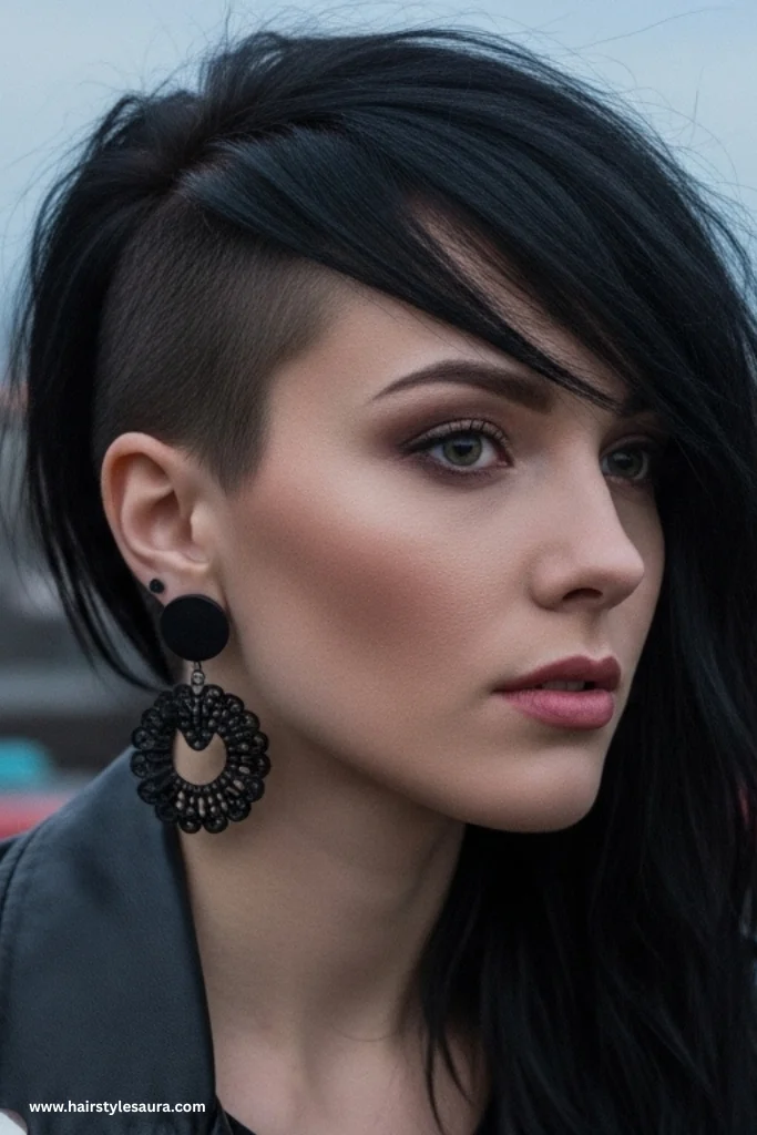 12 Stunning Black Wolf Cut Ideas for a Bold New Look 8 Layered Black Wolf Cut with Side Part