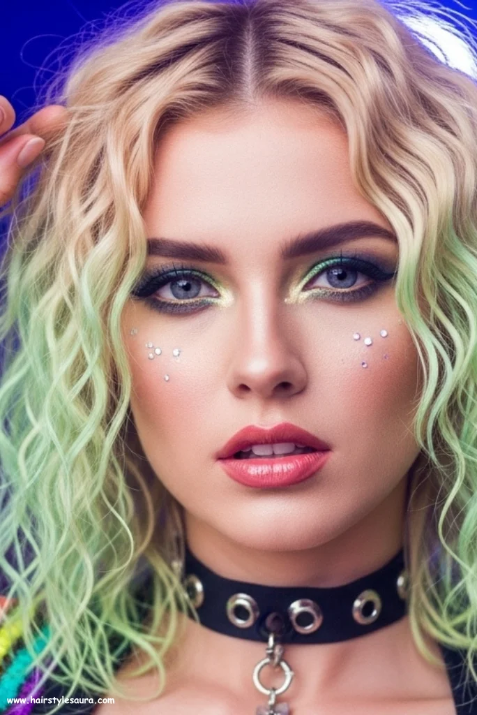 12 80s Hairstyles Crimped Hair Looks That Still Slay Today 8 Neon-Streaked Crimped Hair