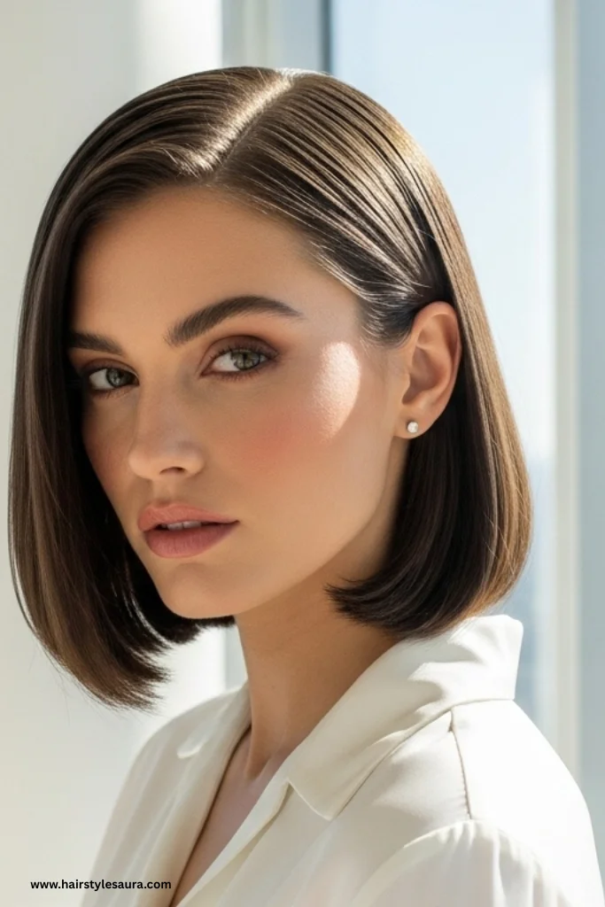 13 Elegant Old Money Bob Haircut Ideas Women Are Falling in Love With 8 Silky Bob with Gloss Finish