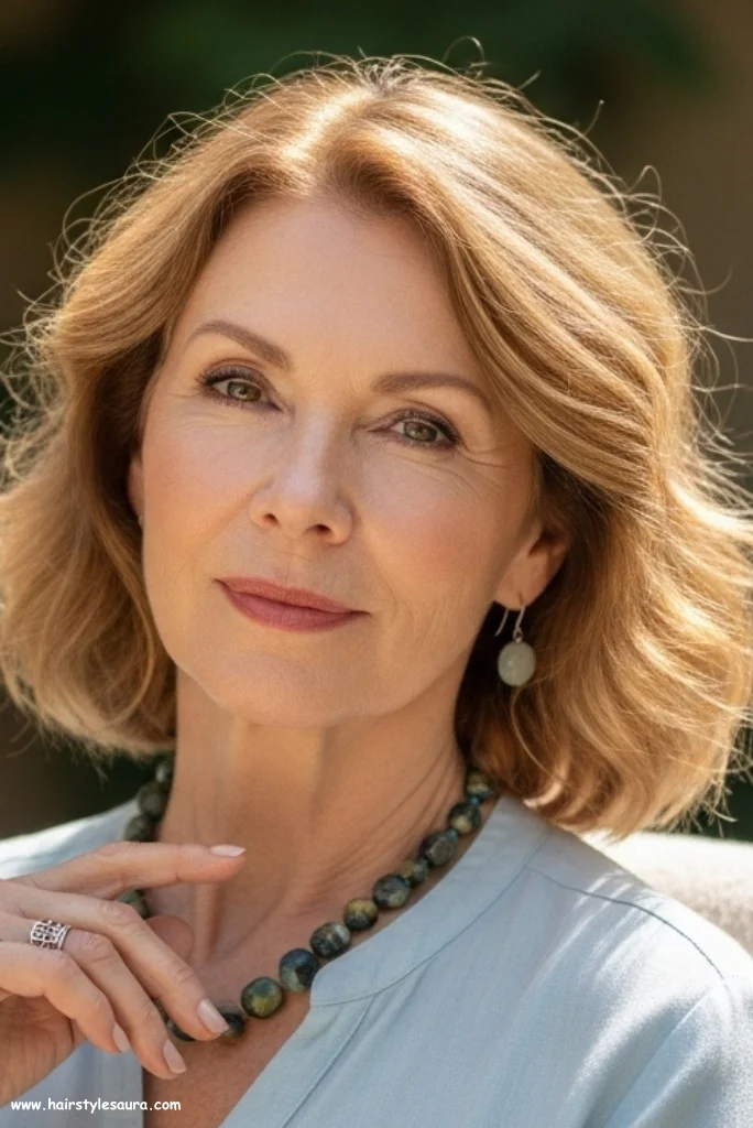 10 Stunning Shoulder Length Haircuts for Women Over 50 8 Wavy Mid-Length Cut