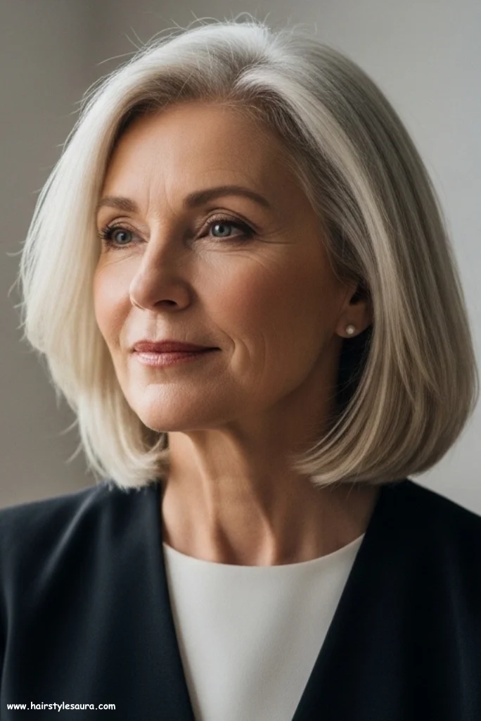 10 Stunning Shoulder Length Haircuts for Women Over 50 9 Angled Shoulder Cut