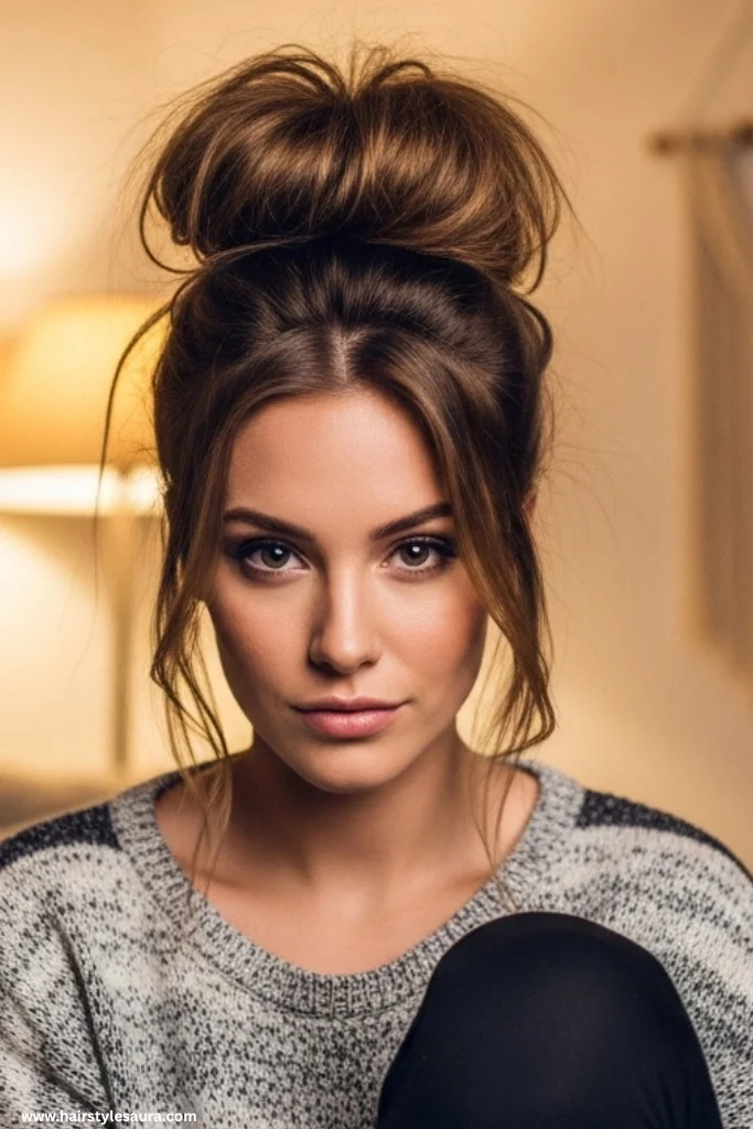 12 Iconic 90s Hairstyles for Long Hair Ideas That Still Slay 9 Messy Top Knot