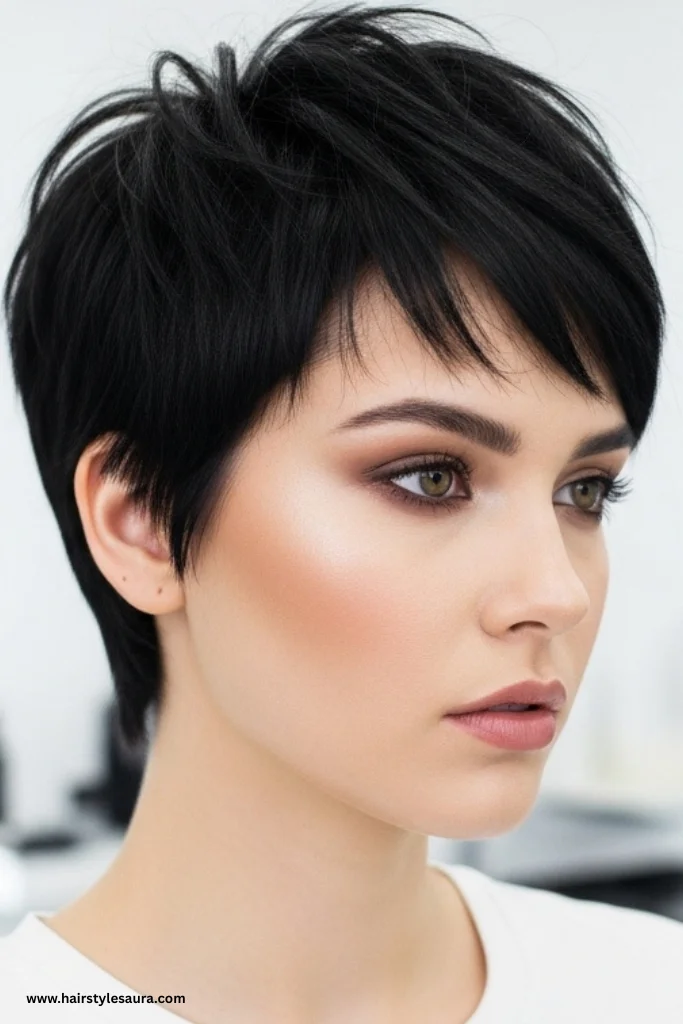 12 Stunning Black Wolf Cut Ideas for a Bold New Look 9 Short Black Wolf Cut Pixie Hybrid