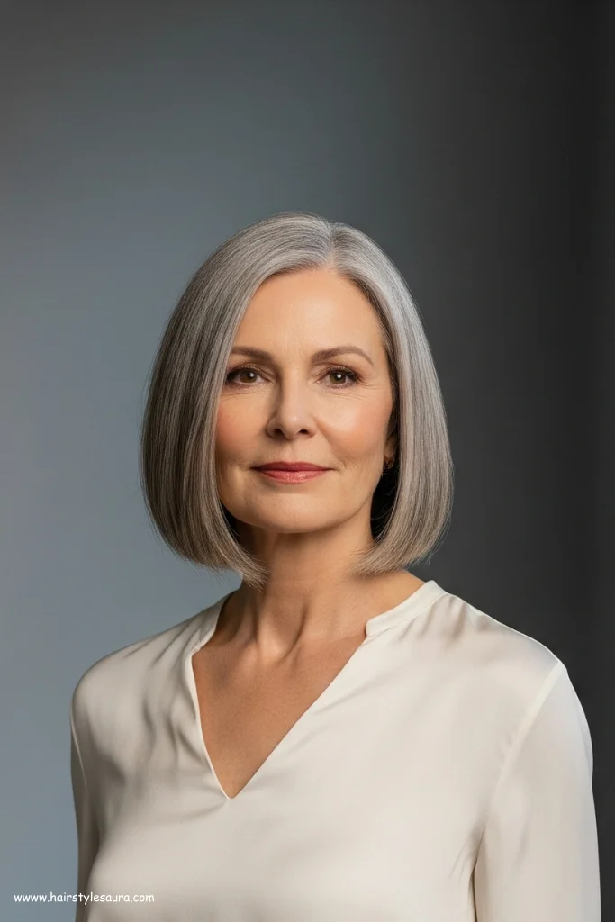 10 Medium Length Hairstyles for Women Over 50 That Turn Back the Clock 9 Sleek Blunt Cut