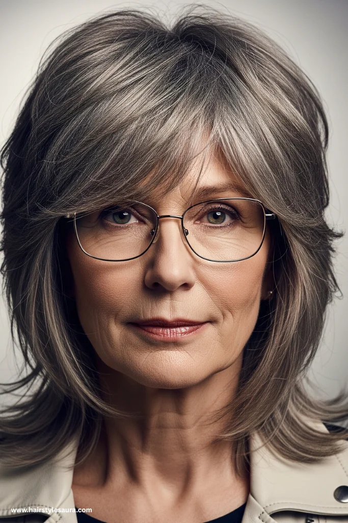 12 Youthful Shag Cuts for Older Women Ideas That Radiate Confidence 9 Textured Shag with Side-Swept Bangs