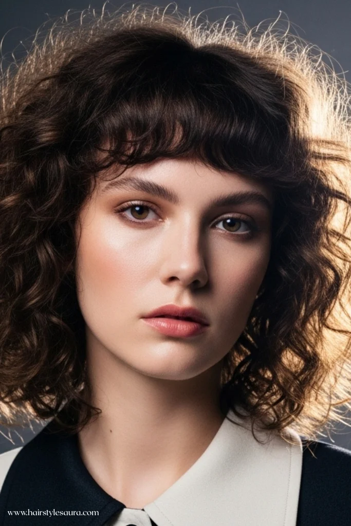 10 Gorgeous Shag Cuts Ideas for Curly Hair You’ll Want to Try Today 10 Curly Shag with Micro Bangs