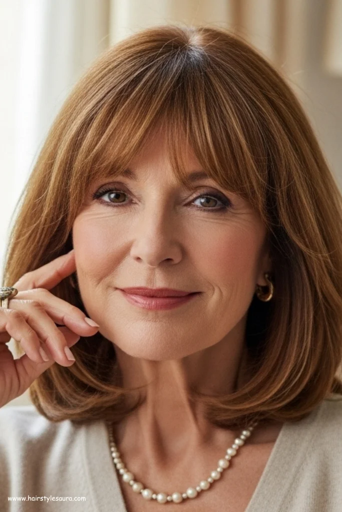 10 Medium Length Hairstyles for Women Over 50 That Turn Back the Clock 10 Mid-Length with Curtain Bangs