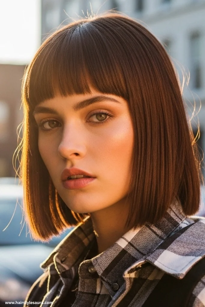 10 Effortlessly Chic Shaggy Lob with Fringe Hairstyles Women Are Loving Right Now 10 Razor-Cut Lob with Fringe
