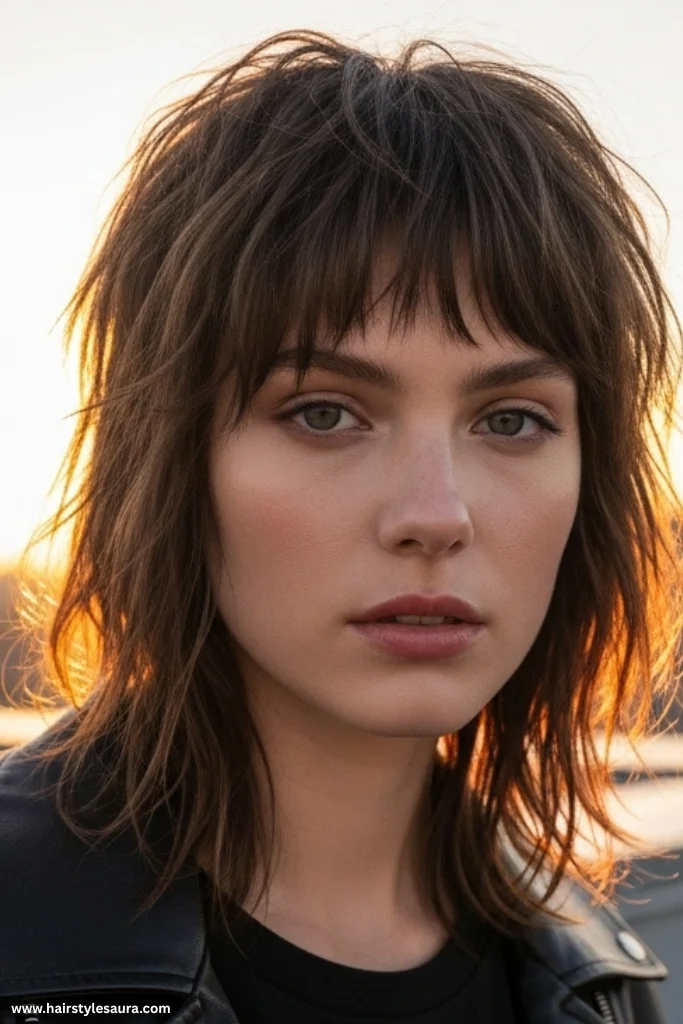 12 Stunning Shaggy Wolf Cut with Bangs Ideas for a Bold New Look 10 Shaggy Wolf Cut with Textured Fringe