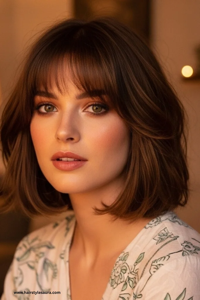 14 Elegant Old Money Bob Haircut with Bangs Styles Every Woman Should Try 10 Soft Layered Bob with Swoop Bangs