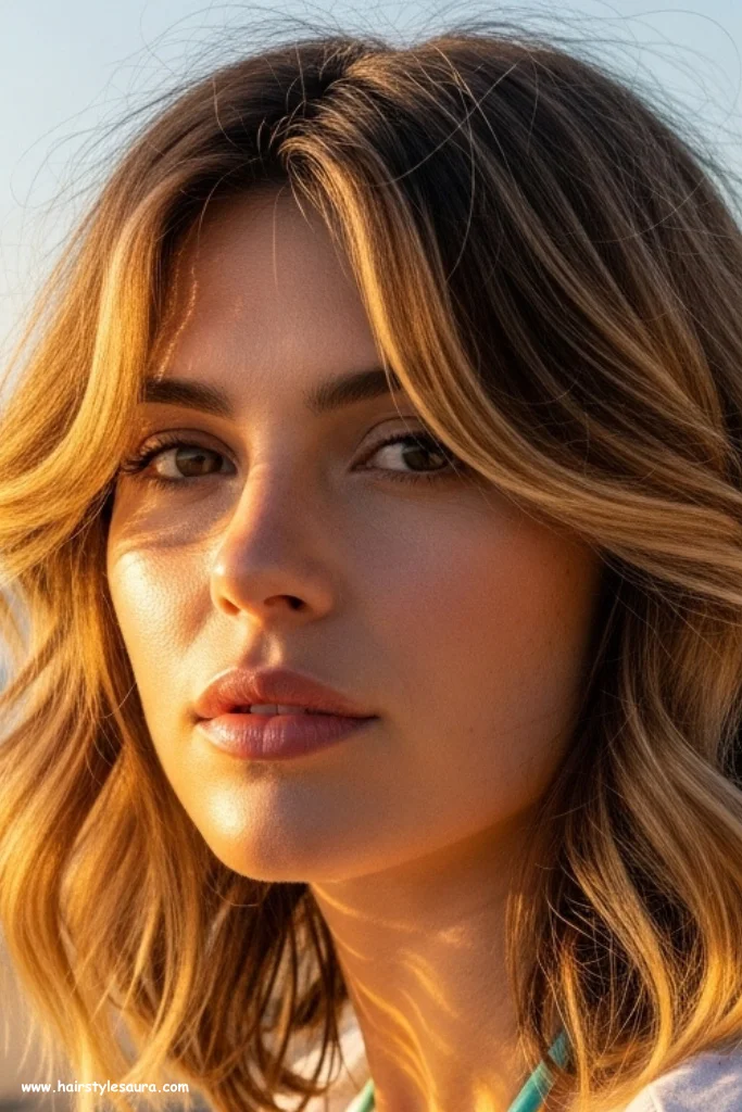 12 Stunning Layered Haircut Ideas with Curtain Bangs Every Woman Should Try 10 Wavy Layers with Side-Swept Curtain Bangs