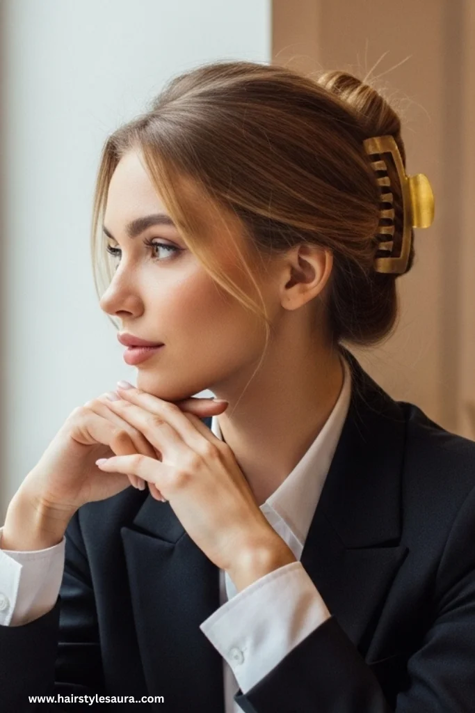 12 Easy Cute Hairstyles Every Woman Can Try in Minutes 5 Claw Clip Updo