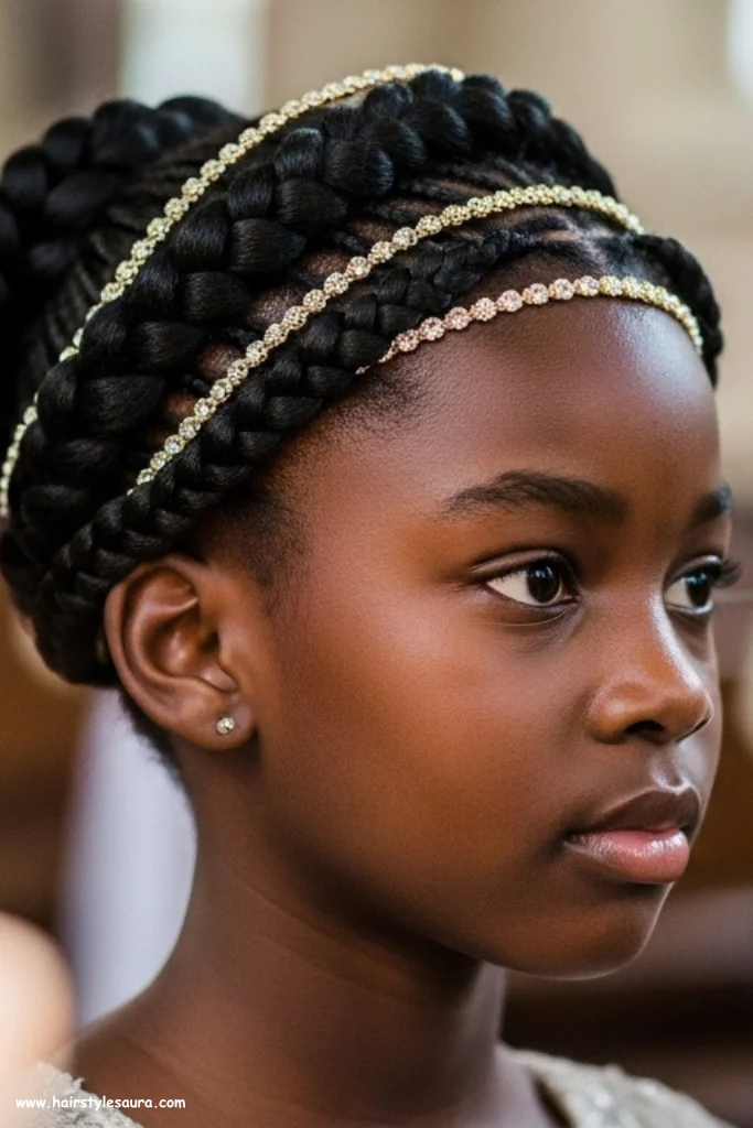 12 Adorable Little Black Girls Hairstyles Braids That Shine with Style 11 Cornrowed Crown
