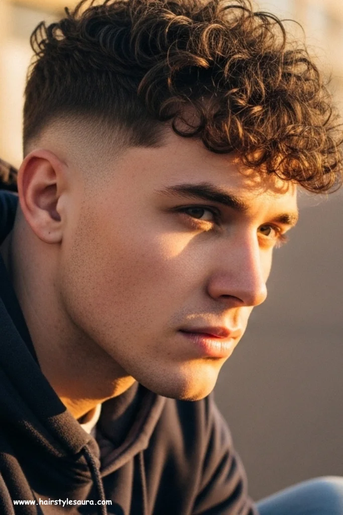 12 Cute Hairstyle Ideas for Men That Are Stylish and Easy to Rock 3 Curly Fringe with Taper Fade