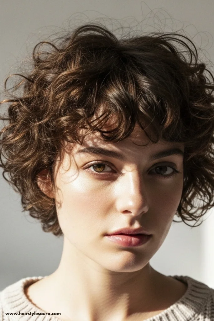 11 Trendy Curly Pixie Cuts Bangs Ideas for 2025 10 Curly Pixie with Curtain Bangs