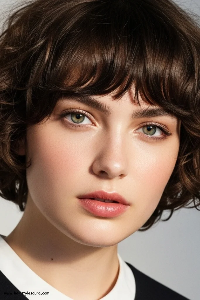 10 Flattering curly pixie cuts chubby face That Look Stunning 4 Curly Pixie with Long Bangs