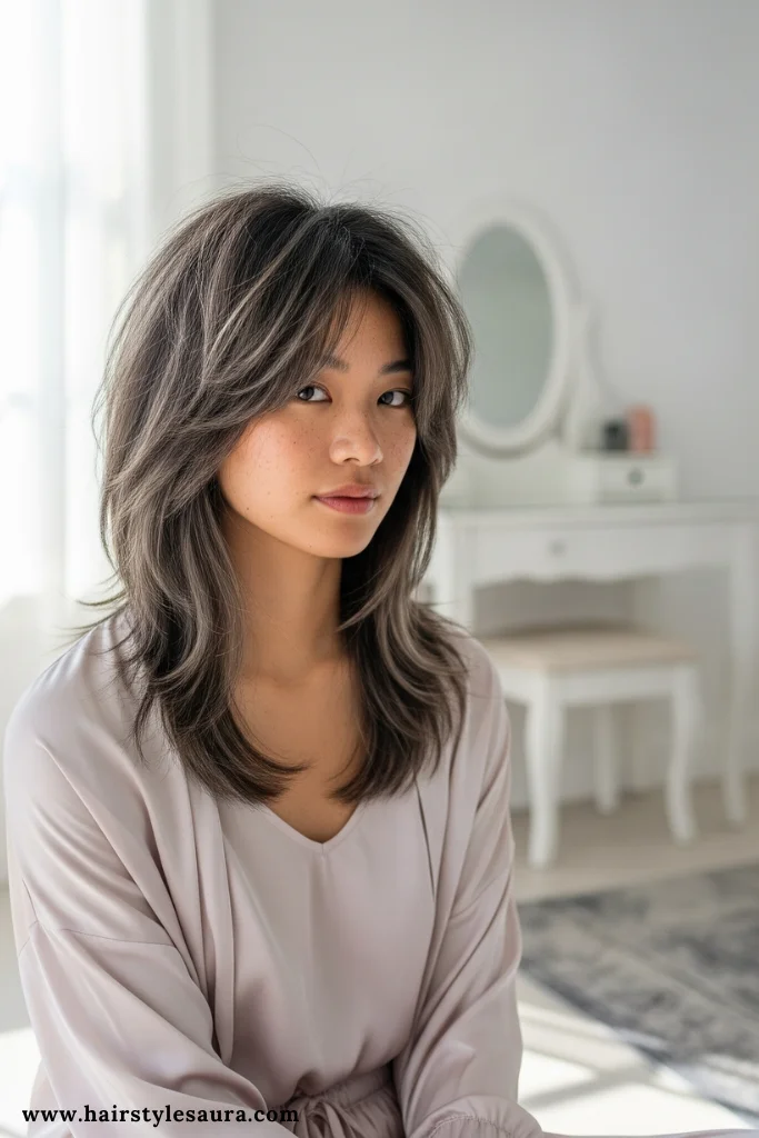 12 Fluffy Wolf Cut Ideas for Women Who Love Volume and Edge 10 Fluffy Wolf Cut with Layers Around the Eyes