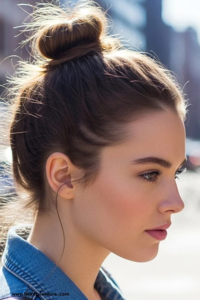 12 Easy Cute Hairstyles Every Woman Can Try in Minutes 3 Half-Up Top Knot