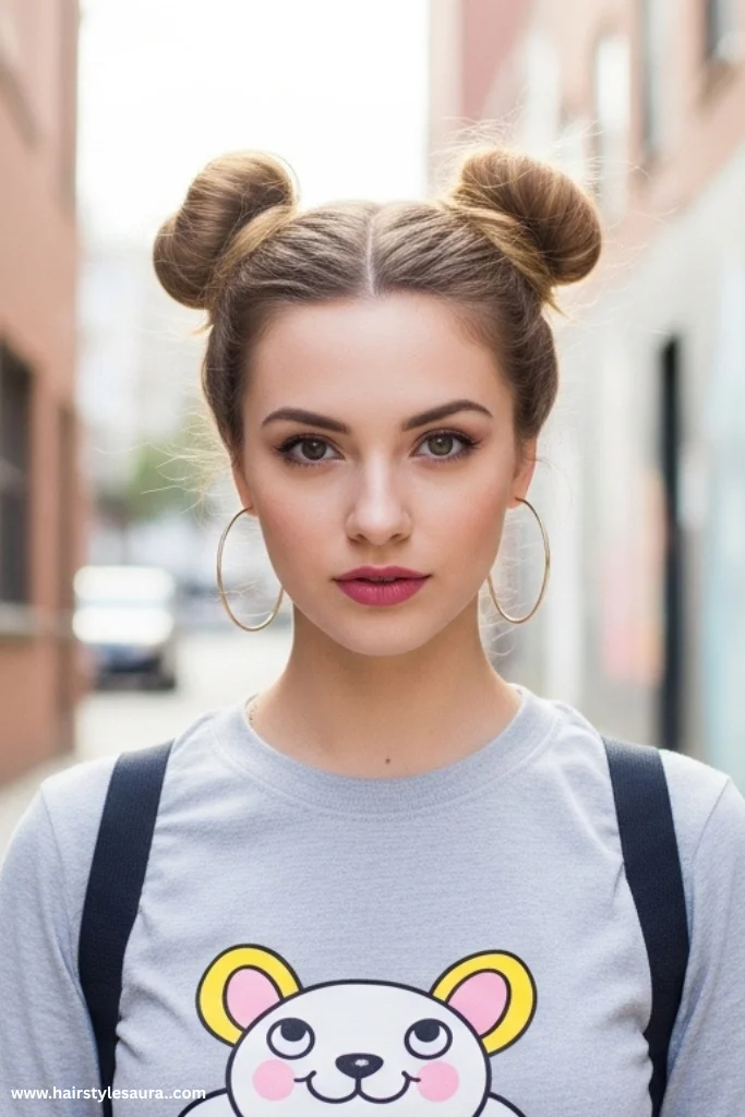 12 Easy Cute Hairstyles Every Woman Can Try in Minutes 9 Double Mini Buns