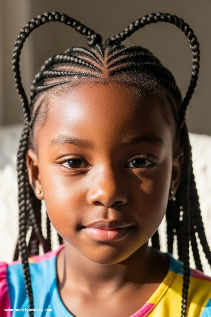 12 Adorable Little Black Girls Hairstyles Braids That Shine with Style 2 Heart-Shaped Cornrows