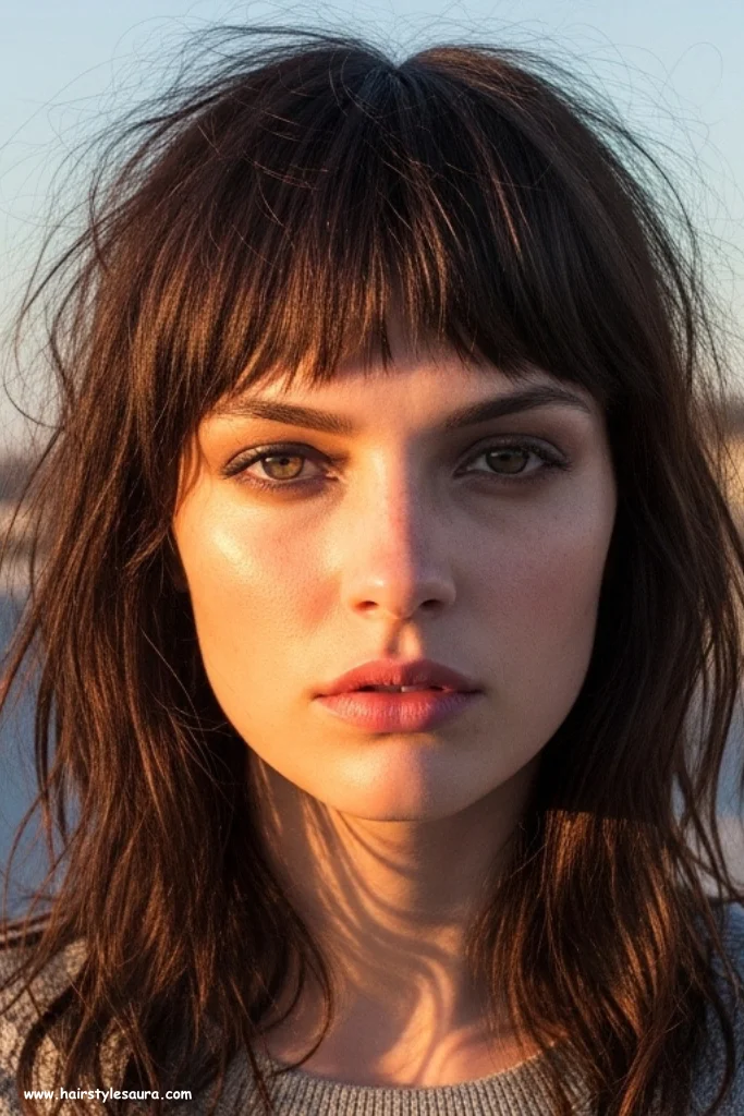 12 Shaggy Layered Haircut Ideas That Add Texture, Volume, and Edge 12 Messy Shag with Blunt Fringe