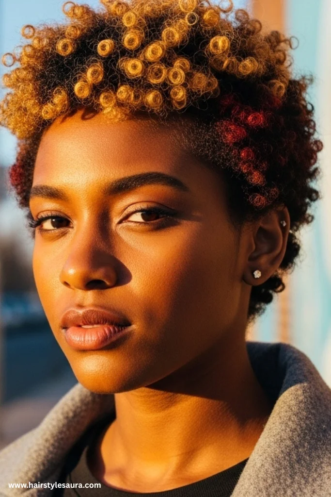 10 Stunning Curly Pixie Cuts Black Women Ideas That Radiate Confidence 10 Natural Pixie with Color Accents