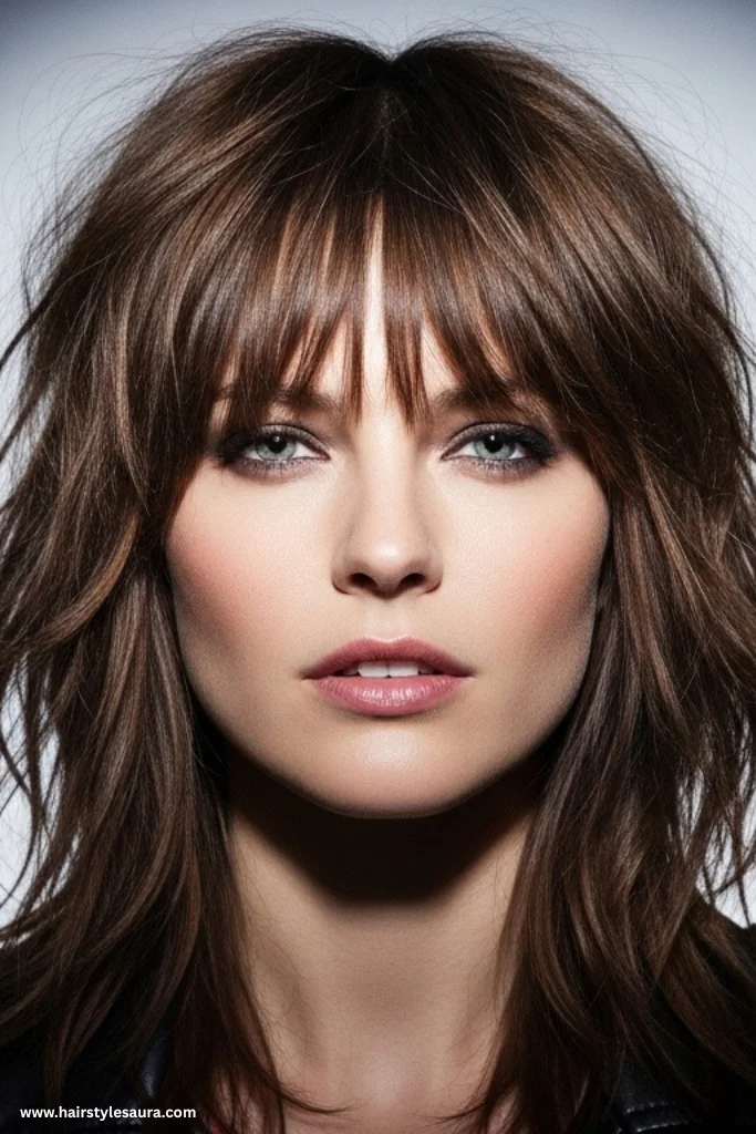 10 Best Layered Haircuts Ideas for Shoulder Length Hair 5 Shaggy Layers with Bangs