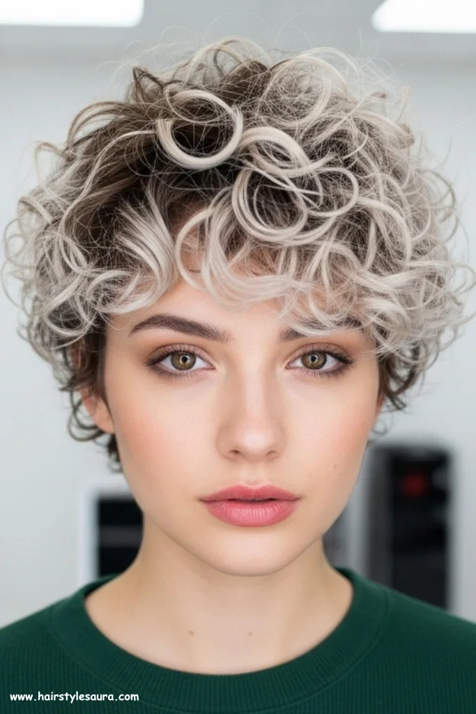 11 Beautiful Blonde Curly Pixie Cuts That Shine with Style 6 Short Curly Pixie with Frosted Tips