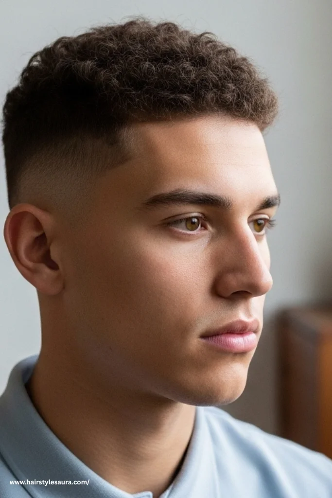 13 Cute Hairstyles for Short and Curly Hair for Men Who Want to Stand Out 12 Temple Fade with Short Curls